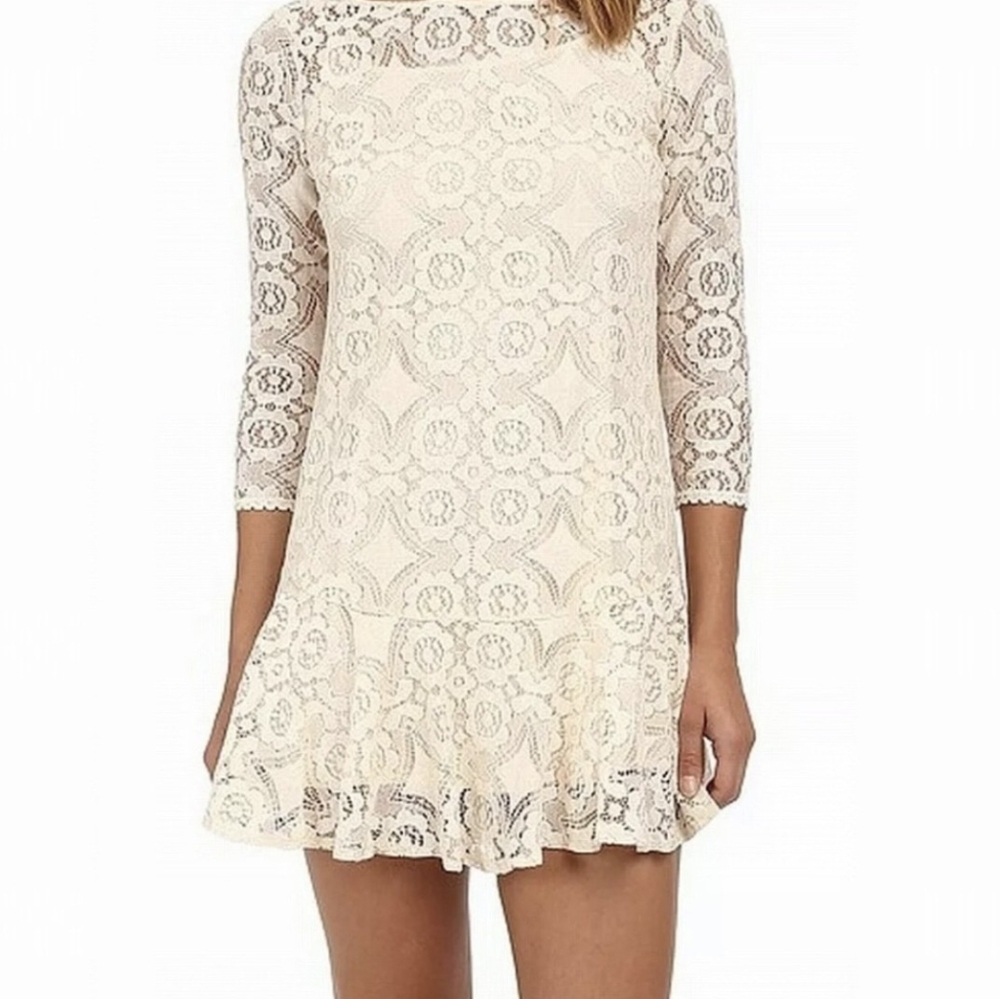Free people lace ecru cream cotton 2 Pc dress sz 2 NWOT *Z - Picture 2 of 11